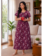Alpine Abstract Print Kurti Style Nighty for Women | Mangai Nighties