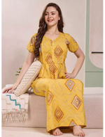 Diamond Print Alpine Pleated Kurti Style Nighty - Mangai Nighties