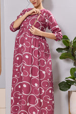 Rayon Postpartum Nursing Dress with Concealed Feeding Access - Mangai Nighties