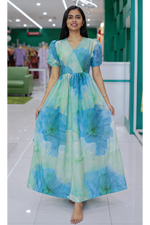 Lavender Rayon Full Length Frock with Side Pocket & Back Tie Rope – Mangai Nighties