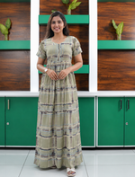 Rayon Check Print Long Frock with Side Pocket| Mangai Nighties