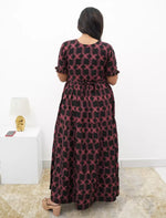 Maroon Rayon Maxi Frock Back Tie Rope Side Pocket - Mangai Nighties