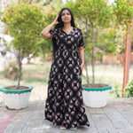 Black Rayon Long Frock - Mangai Nighties
