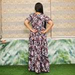 Brown Rayon Long Frock back tie Rope - Mangai Nighties