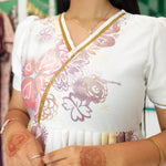 Ivory Lace V Neckline Long Flared Frock for women - Mangai Nighties