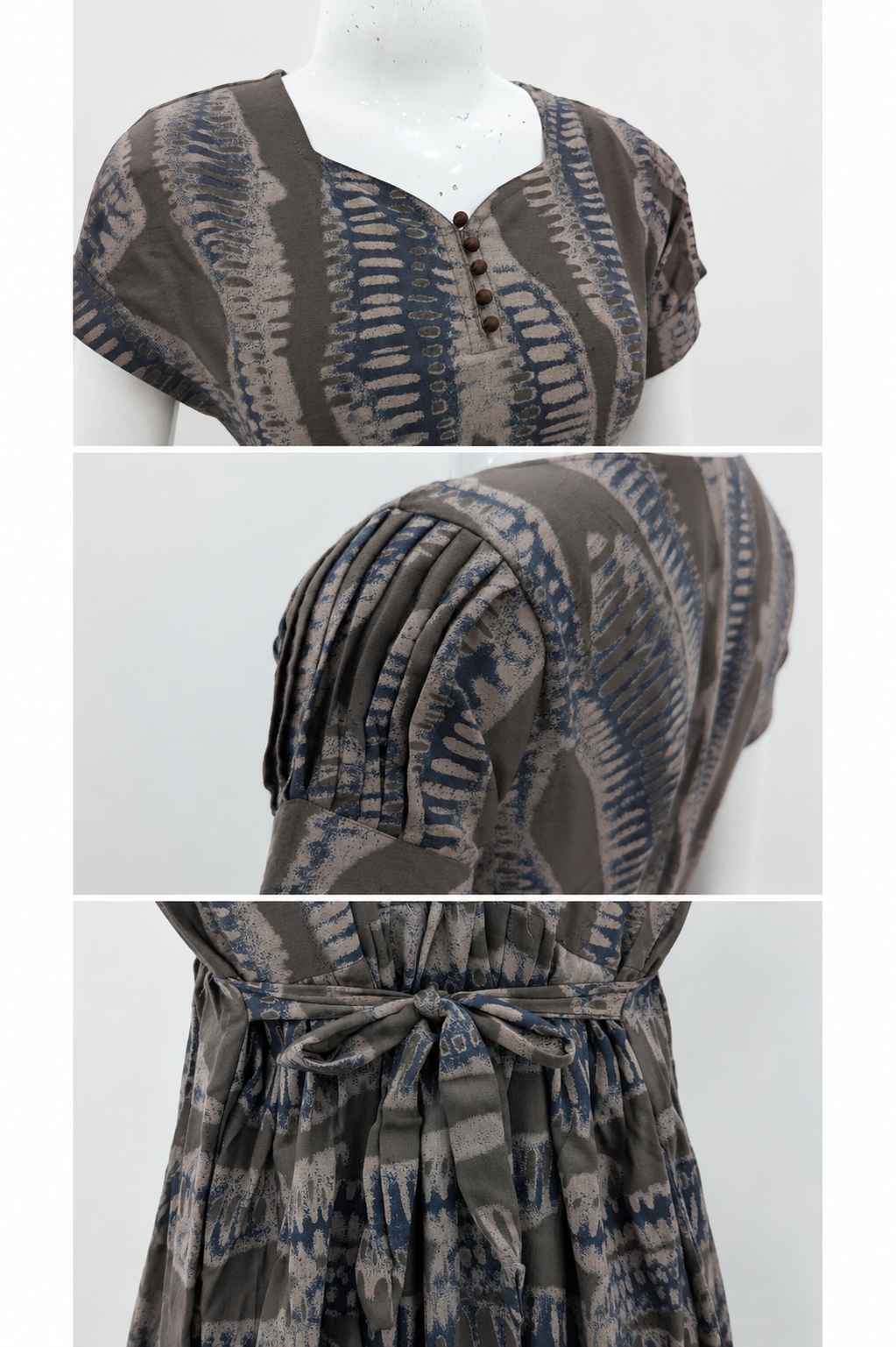 Rayon Abstract Print Long Frock with Back Tie | Mangai Nighties