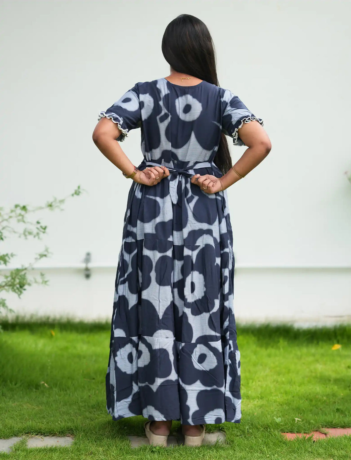 Rayon Long Full Frock with Back tie rope Maxi for Women - Mangai Nighties