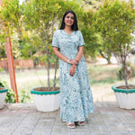 Teal Green Long Flared Frock - Mangai Nighties