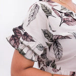 Cream Rayon Long Frock with Double layer Frilled Tiered Ruffle Sleeves - Mangai Nighties