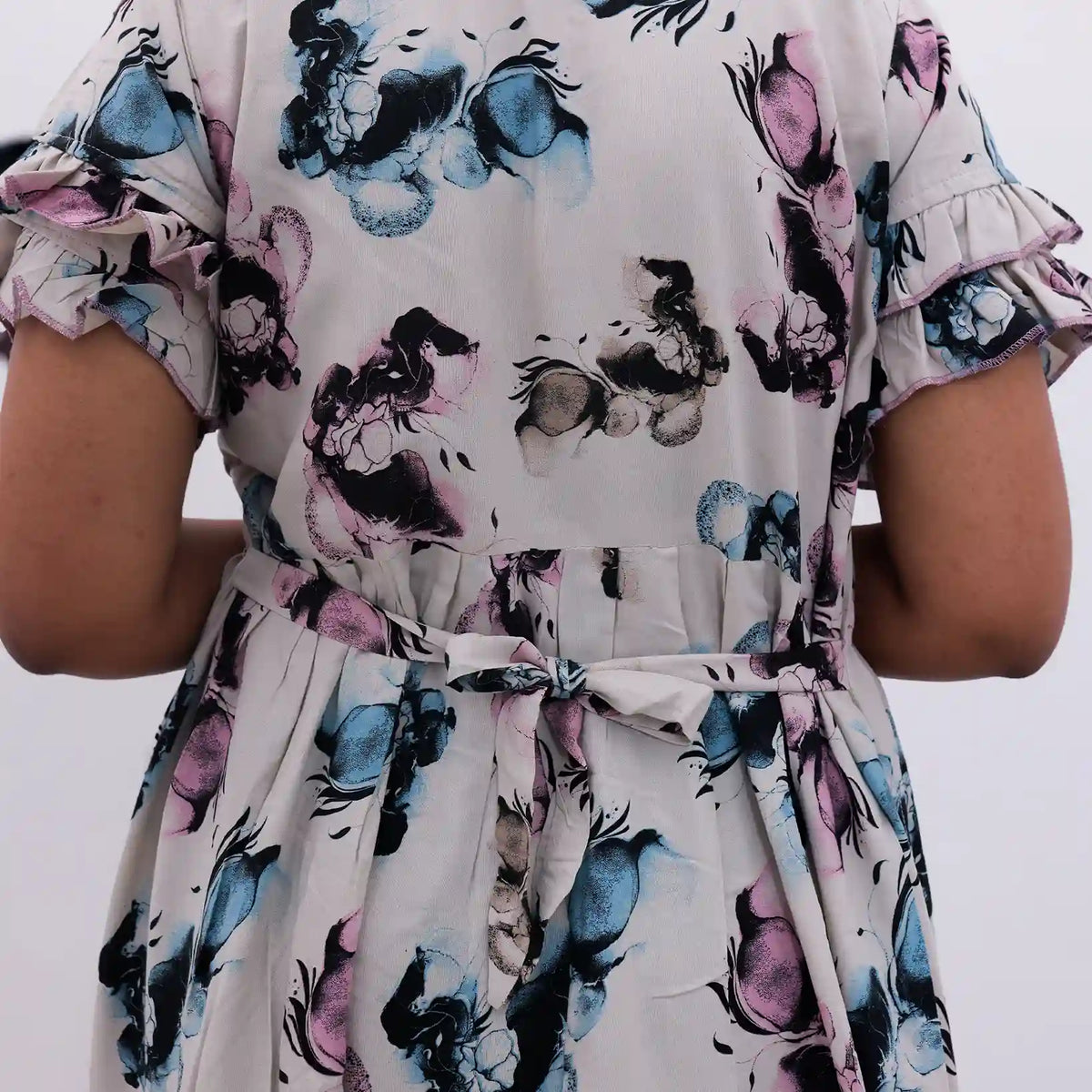 Rayon Ivory Long Frock with Back Tie Rope - Mangai Nighties