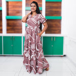 Long flared rayon frock with Peter Pan-inspired collar Side view - Mangai Nighties