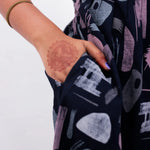 Navy Abstract Rayon Frock Side Pocket Lounge Wear - Mangai Nighties