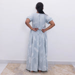 Blue Rayon Long Frock Back Tie Rope & Side Pocket - Mangai Nighties