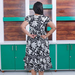 Rayon Maxi Floral Leaf Print back Tie Rope - Mangai Nighties