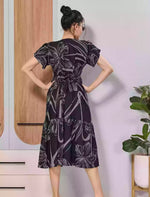 Black Floral Print Flared Rayon Maxi with Adjustable Tie Rope