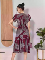 Brown Floral Rayon Maxi Frock with Adjustable Back Tie Rope - Mangai Nighties