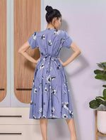 Lavender Blue Rayon Maxi Frock with Adjustable Back Tie Rope