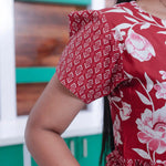 Rayon Maxi Frilled Bottom Frock with Puff sleeve - Mangai Nighties