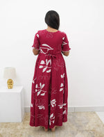 Raspberry Pink Rayon Maxi Frock Back Tie Rope Side Pocket - Mangai Nighties