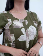 Front Zipper Floral Feeding Frock Rayon - Mangai Nighties