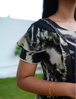 Black Rayon Feeding Flared Frock with Double Layer Sleeves - Mangai Nighties