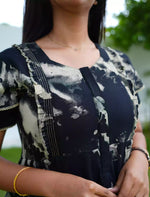 Black Abstract Feeding Flared Full Frock with Zip - Mangai Nighties