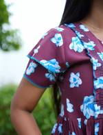 Brown Rayon Feeding Flared Frock with Double Layer Sleeves - Mangai Nighties