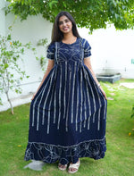 Rayon Stripe Print Feeding Maternity Frock with Zip | Mangai Nighties