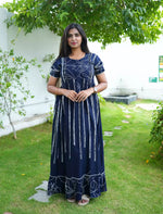 Rayon Stripe Print Feeding Maternity Frock with Zip | Mangai Nighties