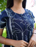 Rayon Stripe Print Feeding Maternity Frock with Zip | Mangai Nighties