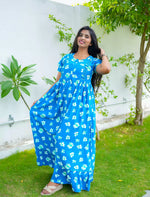 Rayon Zipper Layer Sleeve Feeding Flared Frock -Mangai Nighties