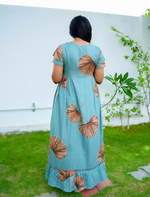Rayon Leaf Print Feeding Frock With Zipper | Mangai Nighties