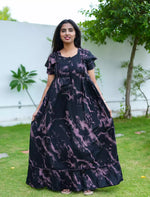 Violet Abstract Rayon Feeding Flared Frock - Mangai Nighties