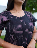 Violet Abstract Feeding Flared Full Frock with Zip - Mangai Nighties