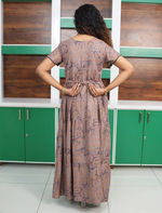 Alpine Floral Print 3 Layer Flared Full Frock with Side Pocket - Mangai Nighties