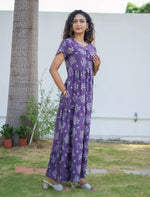Alpine Floral Print Back Tie Full Frock - Mangai Nighties