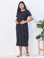 New mom Essential Zipless Feeding Wear Hosiery star Print - Mangai Nighties