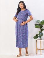 Hosiery Zipless Maternity Feeding Maxi with Side Pocket - Mangai Nighties