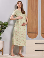 Light Green Little heart's Zipless Maternity WearMangai Nighties