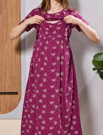 Hosiery Cotton Flip Open Feeding Friendly Zipless Maxi Wear - Mangai Nighties