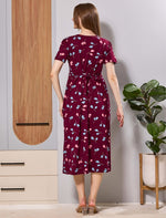 Maroon Back Tie Rope Feeding Zipless Maxi - Mangai Nighties