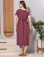 Maroon Star Printed Zipless Maternity feeding Maxi - Mangai Nighties