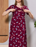 Hosiery Zipless Breastfeeding Maternity Maxi easy Flip Open - Mangai Nighties