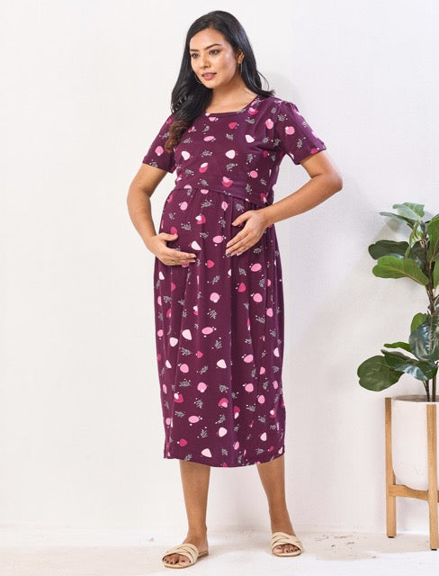 Mom's Care Feeding Zipless Maternity Maxi Wear - Mangai Nighties