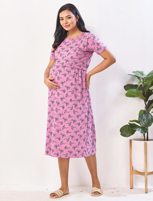 Feeding Friendly Hosiery Cotton Zipless Feeding Maxi - Mangai Nighties