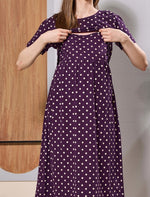 Purple Breastfeeding Flip Open Zipless Feeding Maxi - Mangai Nighties