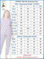 Hosiery Night Suit Set Size Measurement Details - Mangai Nighties