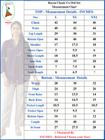 Mangai Classi Co Ord Set Measurement Chart