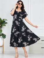 Floral Print Petal Sleeve Maxi with Side Pocket | Mangai Nighties