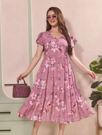 Floral Print Petal Sleeve Maxi with Side Pocket | Mangai Nighties